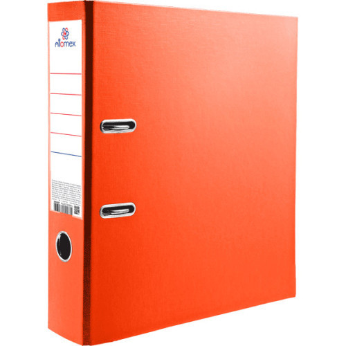 Папка с арочным механизмом 75(80) мм, пвх/бумага, оранжевая, карман на корешке, металл уголок, разобранная, Attomex