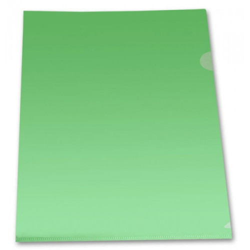 Папка-уголок прозрачная плотная зеленая А4 пластик 0.18 мм СПЕЦ