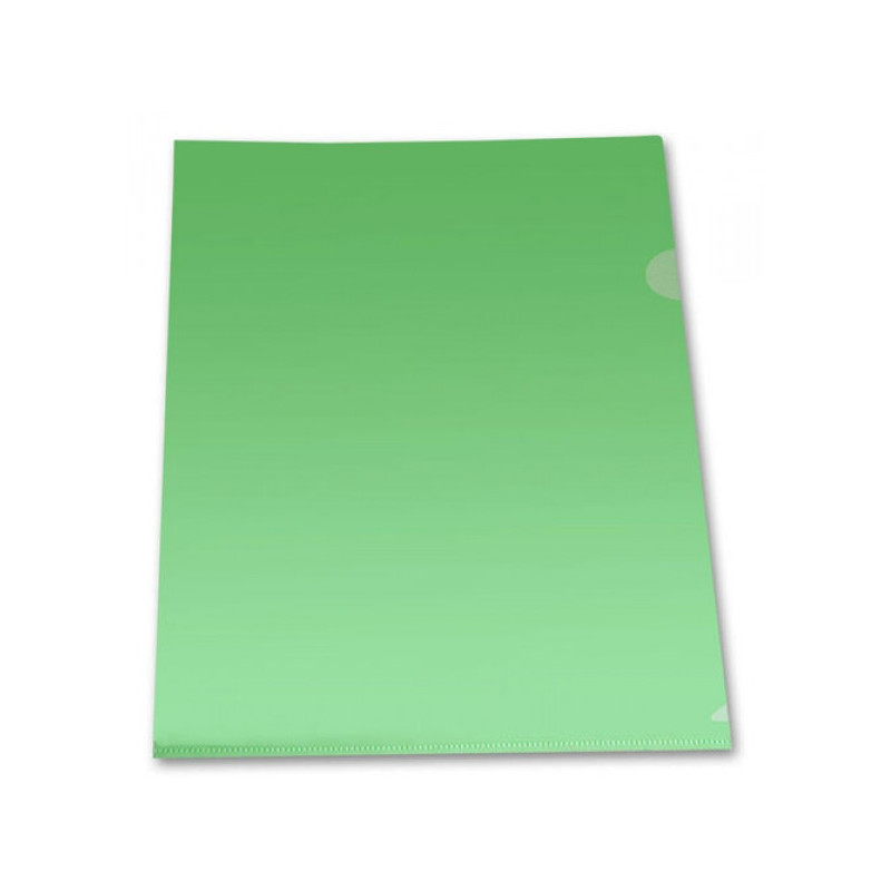 Папка-уголок прозрачная плотная зеленая А4 пластик 0.18 мм СПЕЦ