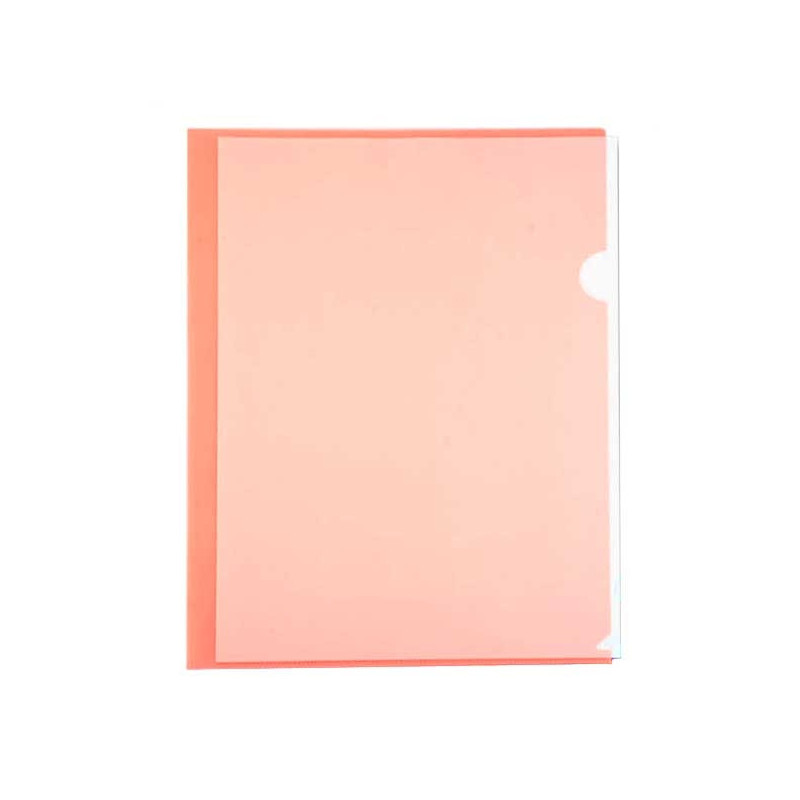 Папка-уголок прозрачная тисненая красная А4 пластик 0.10 мм