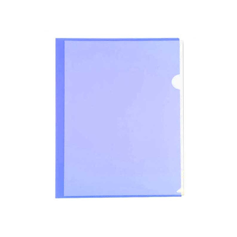 Папка-уголок прозрачная тисненая синяя А4 пластик 0.10 мм