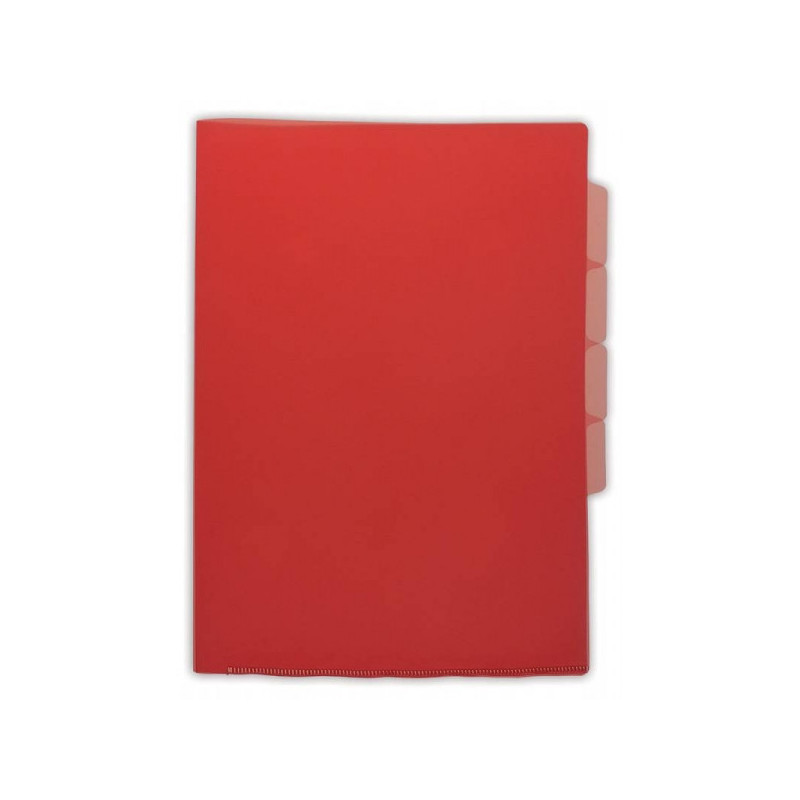 Папка-уголок красная прозрачная 3-х уровневая А4 пластик 0.15 мм