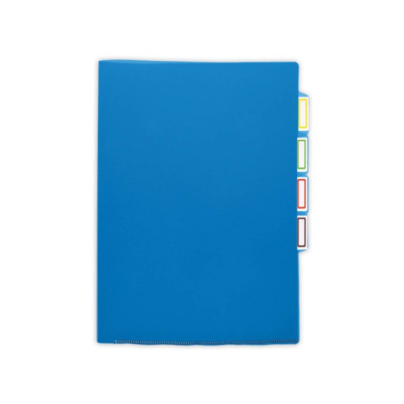 Папка-уголок синяя прозрачная 3-х уровневая А4 пластик 0.15 мм