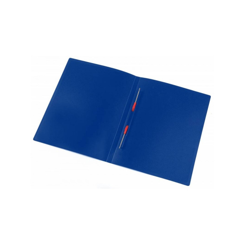 Папка с пружинным скоросшивателем в середине А4 пластик 0.40 мм синяя