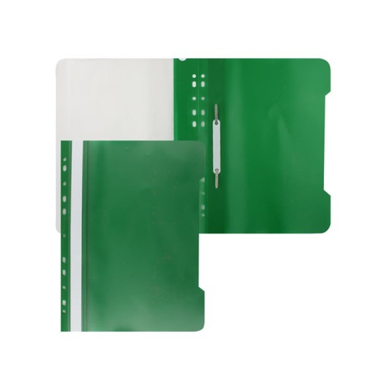 Скоросшиватель с перфорацией А4 с прозрачным верхним листом зеленый
