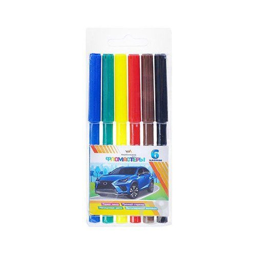 Фломастеры WORKMATE KIDS, 6 цветов, вентилируемый колпачок в цвет чернил, в пластиковом блистере