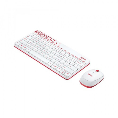 Клавиатура + мышь Logitech MK240 клав:белый/красный мышь:белый/красный USB беспроводная slim Multimedia