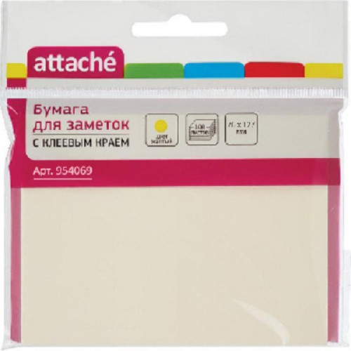 Блок-кубик ATTACHE с клеев.краем 76х127 жёлтый 100л.