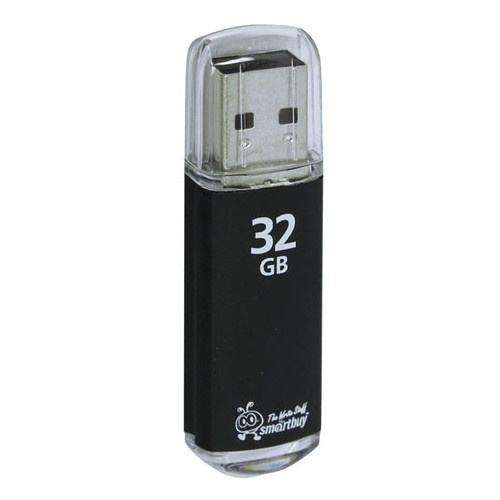 Флеш-диск 32 GB, SMARTBUY V-Cut, USB 2.0, металлический корпус, черный, SB32GBVC-K