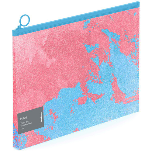 Папка-конверт на молнии с расширением Berlingo "Haze", 180мкм, розовая/голубая, с рисунком, с эффектом блесток