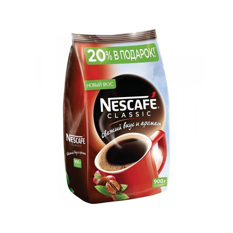 Кофе растворимый Nescafe Classic 900 грамм пакет