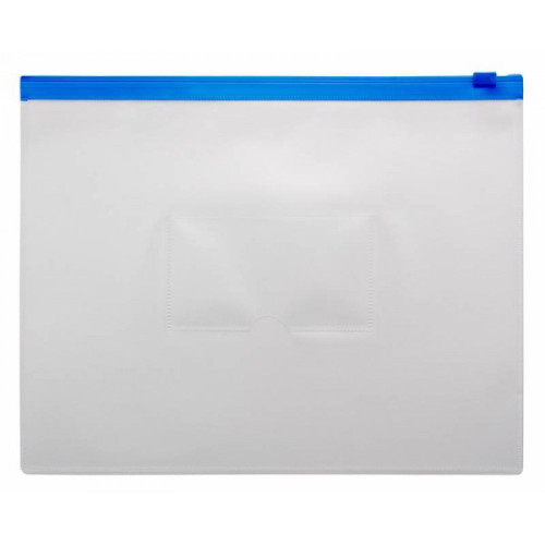 Папка-карман A5 толщина 0.15 мм с синей молнией сбоку