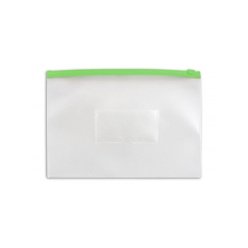 Папка-карман с зеленой молнией сбоку A5 толщина 0.15 мм