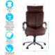 Кресло руководителя Helmi HL-ES03 "Invincible" повышенной прочности, кожа коричневое, мультибл, хром, до 250 кг