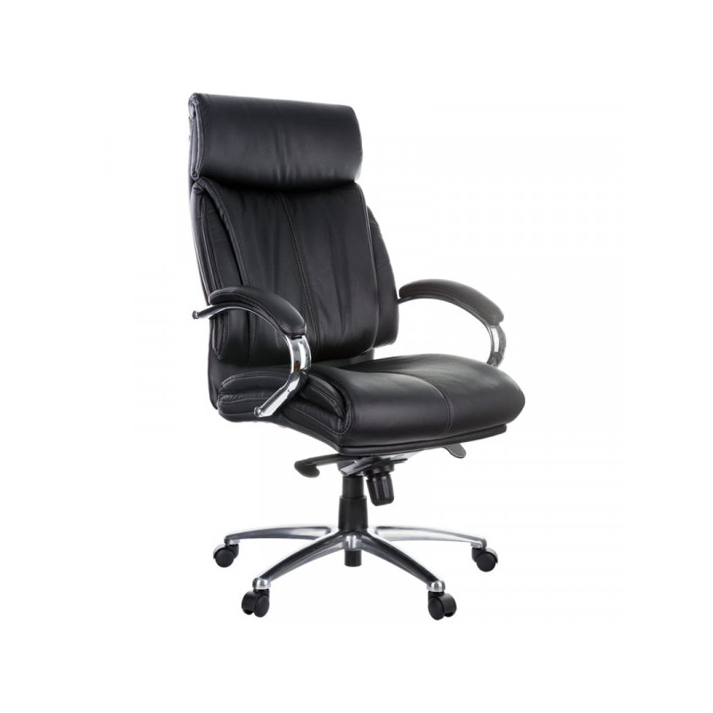 Кресло руководителя Helmi HL-ES04 "Strength" повышенной прочности, кожа черная, мультибл, хром, до 250кг