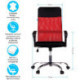 Кресло руководителя Helmi HL-E16 "Content", ткань/сетка/экокожа черная/красная, хром