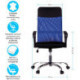 Кресло руководителя Helmi HL-E16 "Content", ткань/сетка/экокожа черная/синяя, хром