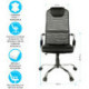 Кресло руководителя Helmi HL-E25 "Intelligent", ткань/сетка черная, подголовник хром