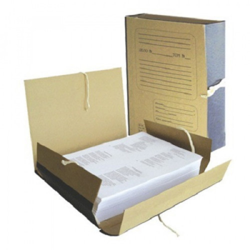 Папка для бумаг архивная, 80 мм, крафт, корешок - бумвинил, 4 х/б завязки, 123203