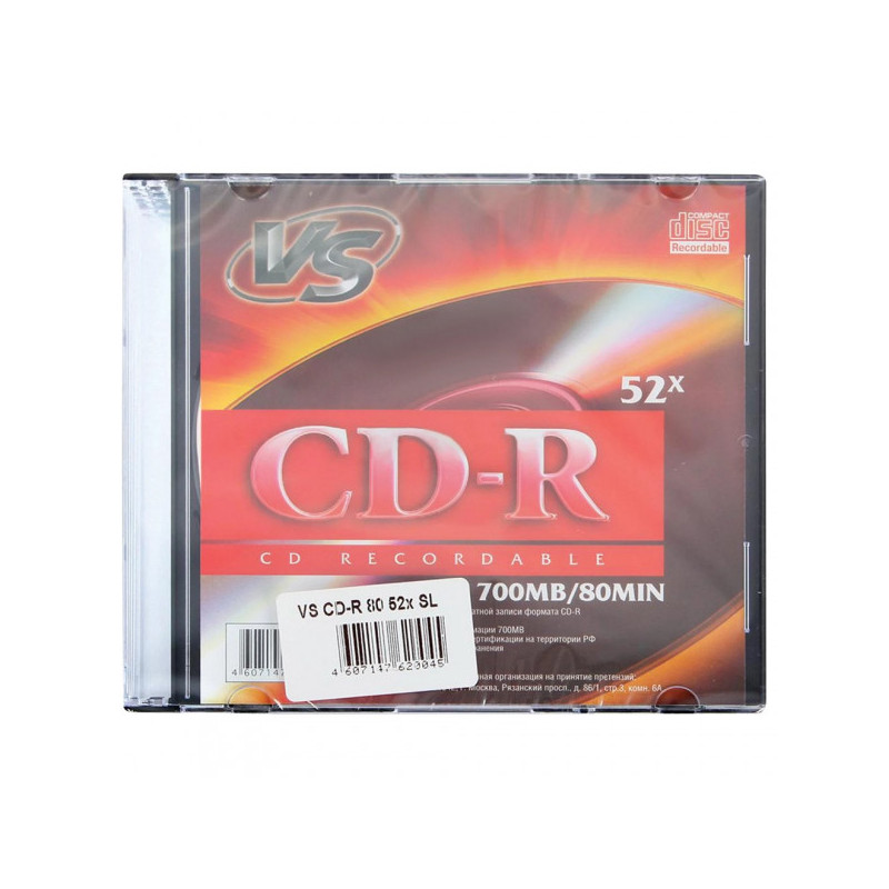 Диск CD-R VS, 700 Mb, 52x, Slim Case, VSCDRSL01