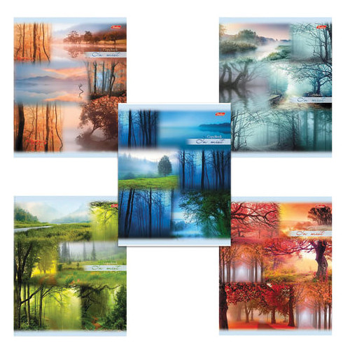 Тетрадь А5, 80 л., HATBER, скоба, линия, обложка картон, "ПРОБУЖДЕНИЕ ПРИРОДЫ" (5 видов), 80Т5В2, T241851