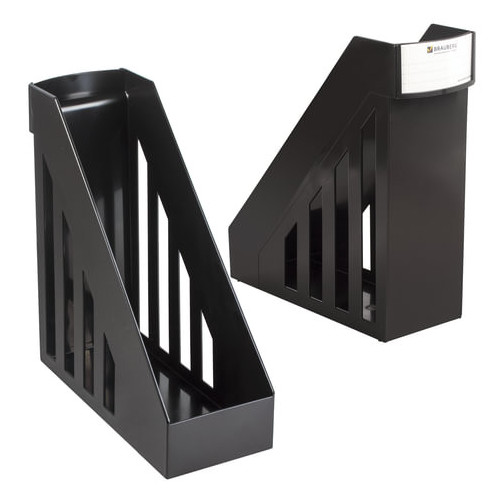 Лоток вертикальный для бумаг, увеличенная ширина (277х100х290 мм), BRAUBERG-MAXI, черный, 231050