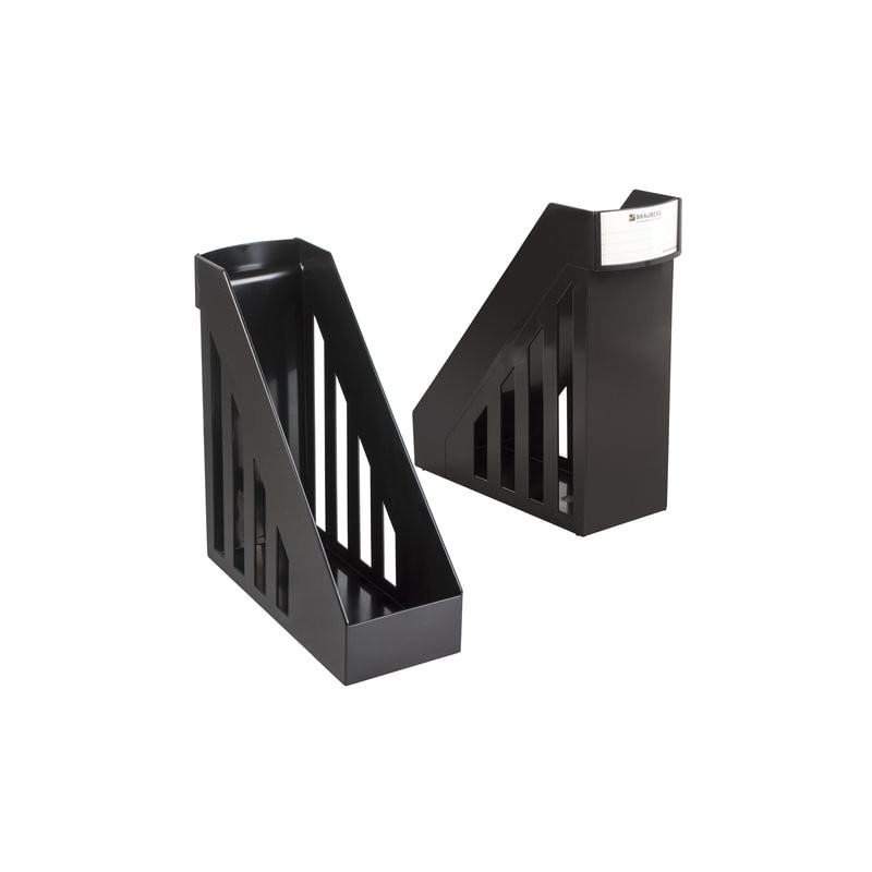 Лоток вертикальный для бумаг, увеличенная ширина (277х100х290 мм), BRAUBERG-MAXI, черный, 231050