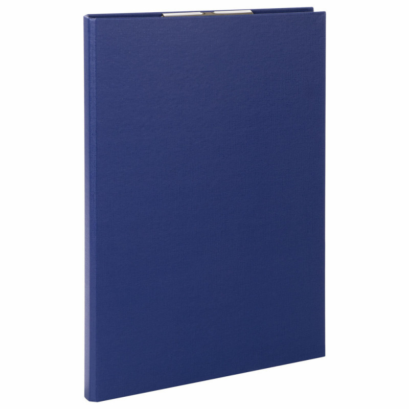 Папка-планшет, с крышкой, А4, 230х314мм, верхний зажим, картон/бумвинил, 2мм, синяя, STAFF,