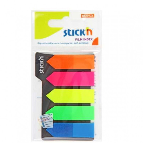 Клейкие закладки HOPAX пластиковые 45х12мм 5 цветов по 25 листов стрелки STICK'N