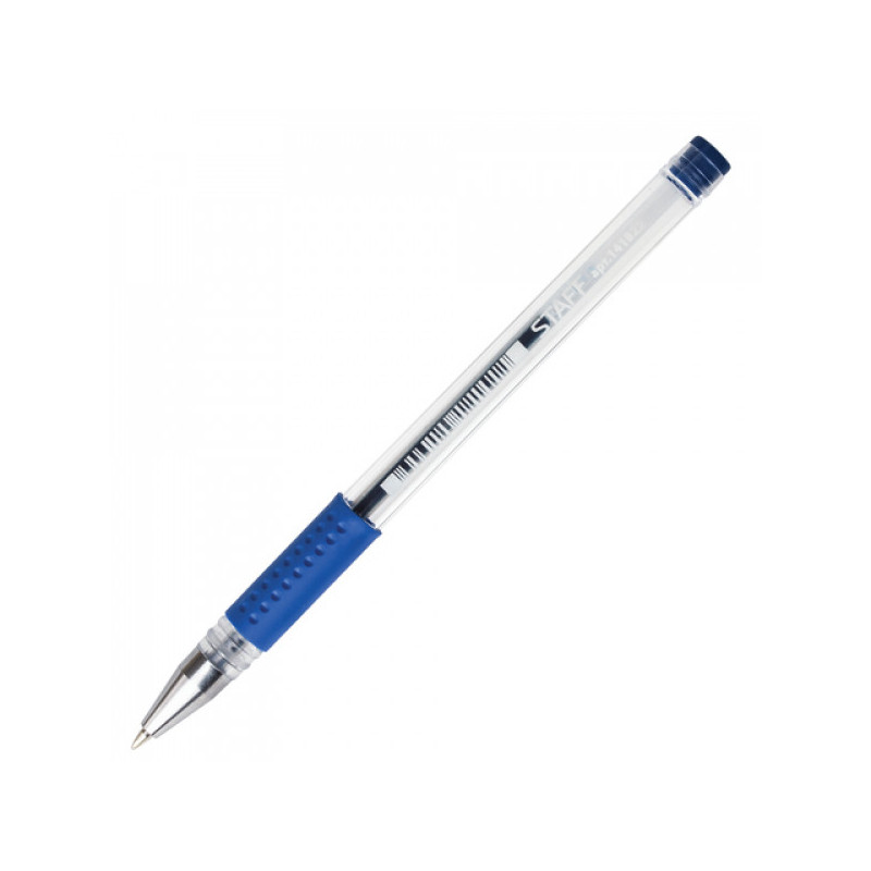 Ручка гелевая STAFF синяя (толщина линии 0.35 мм) с резиновой манжеткой