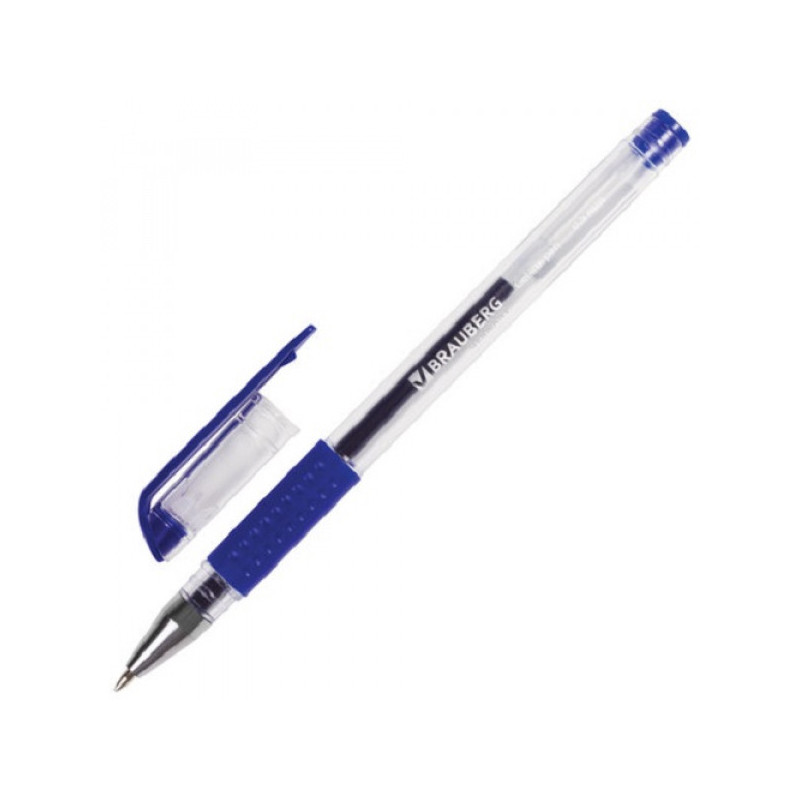 Ручка гелевая с грипом BRAUBERG "Number One", СИНЯЯ, узел 0,5 мм, линия письма 0,35 мм, GP159