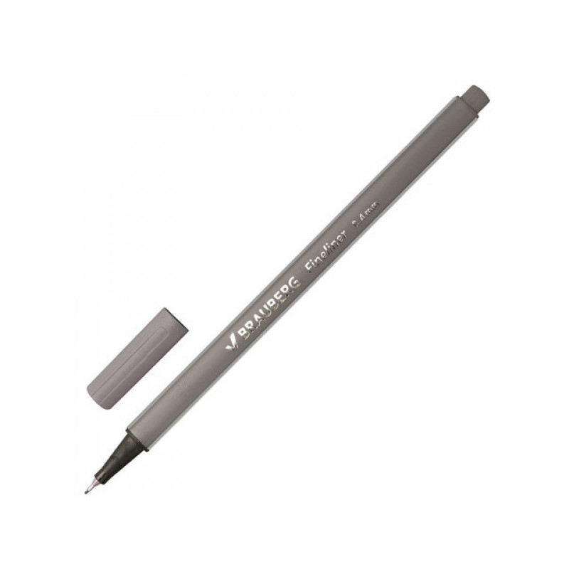 Ручка капиллярная BRAUBERG "Aero" трехгранная металлический наконечник 0,4 мм серая 142258