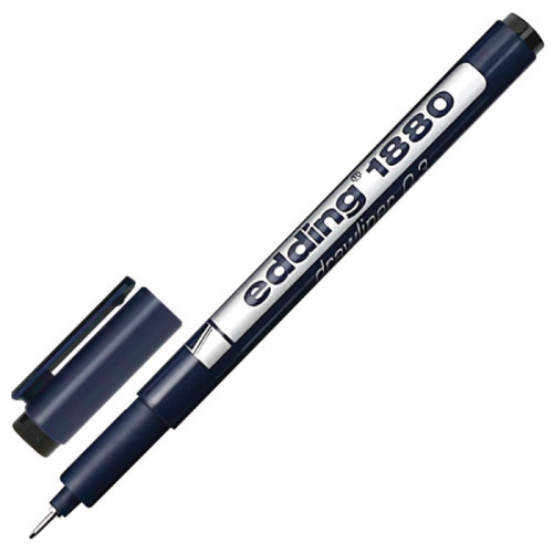 Ручка капиллярная EDDING DRAWLINER 1880, ЧЕРНАЯ, толщина письма 0,3 мм, водная основа, E-1880-0.3/1