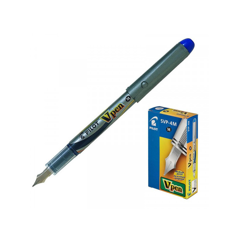 Ручка перьевая Pilot SVP-4M V-Pen цвет чернил синий цвет корпуса серый