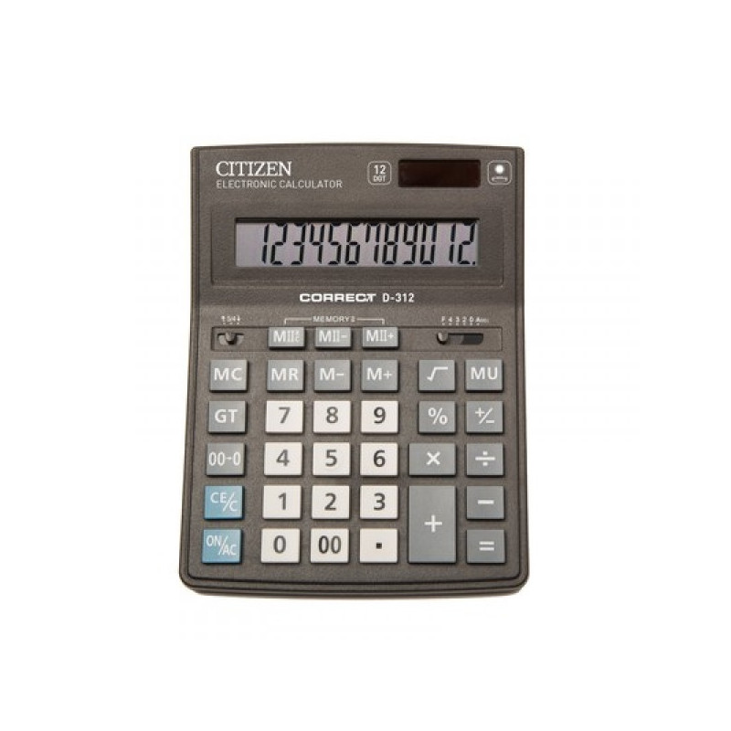 Калькулятор настольный CITIZEN Correct D-312 12 разрядный черный