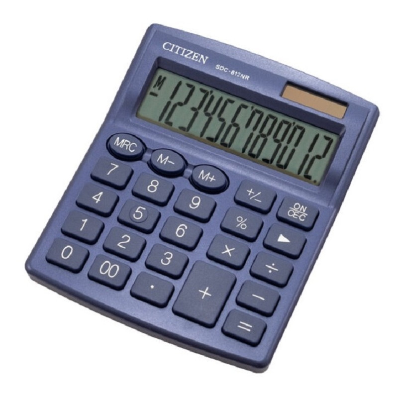Калькулятор настольный компактный Citizen SDC812NRNVE 12-разрядный синий