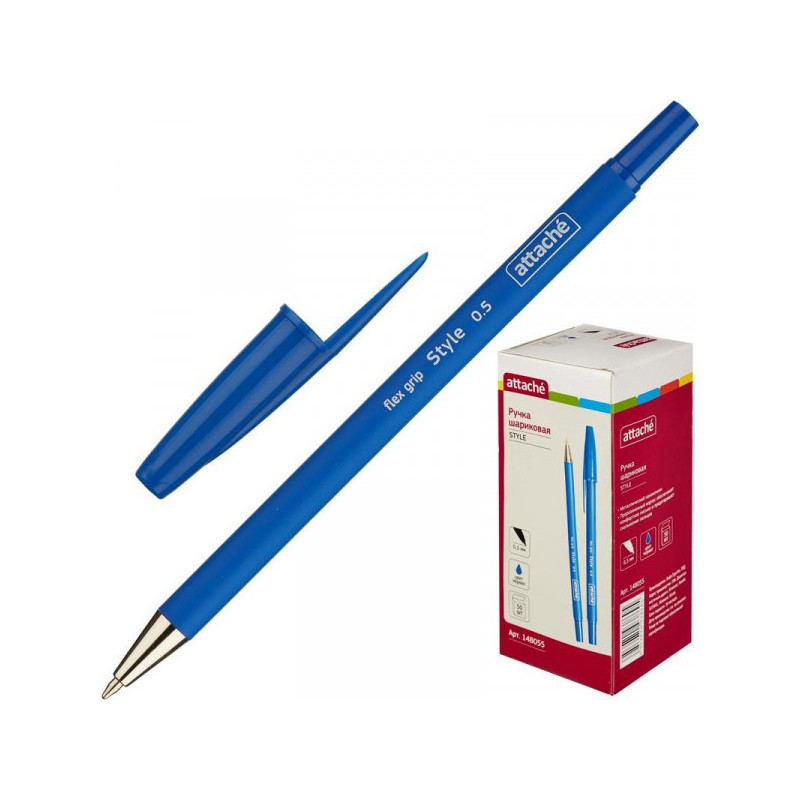 Ручка шариковая ATTACHE STYLE 0,5мм прорезиненный корпус, синий стержень