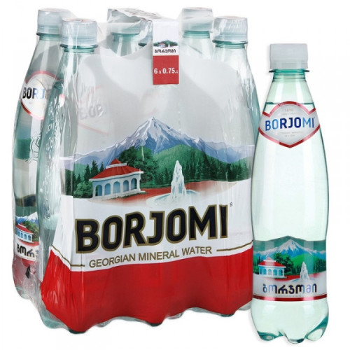 Вода минеральная Боржоми газированная 0.75 литра 6 штук в упаковке