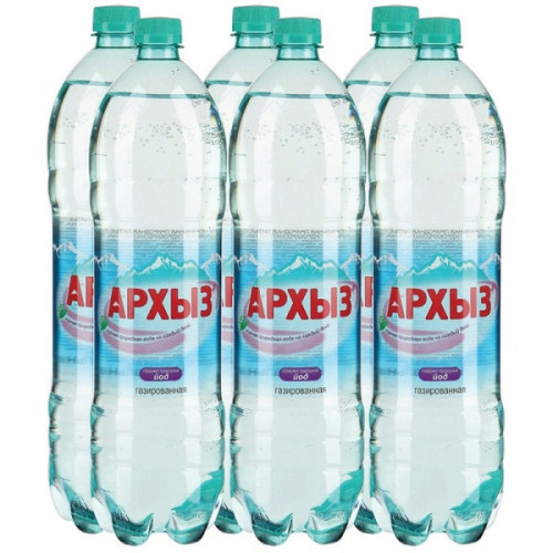 Вода минеральная Архыз газированная 1,5 литра 6 штук в упаковке