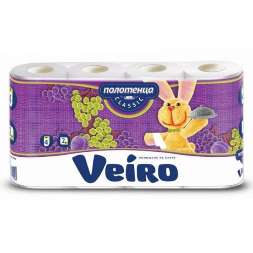 Полотенца бумажные Veiro Classic с тиснением двухслойные 4 рулона по 12,5 метра