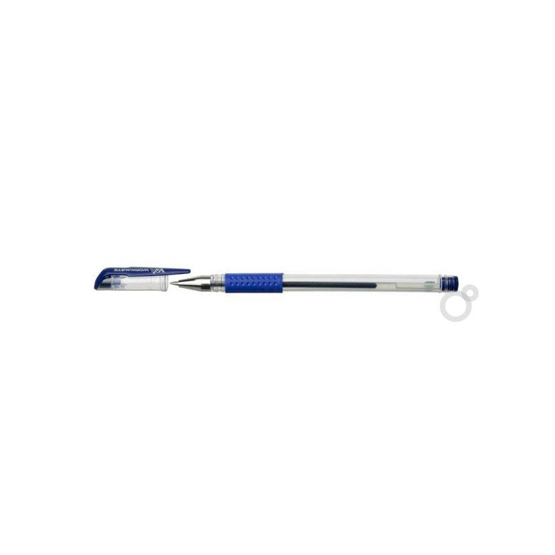 Ручка гелевая синяя, 0,5 мм, манжетка, корпус прозрачный (без лого), 049002502