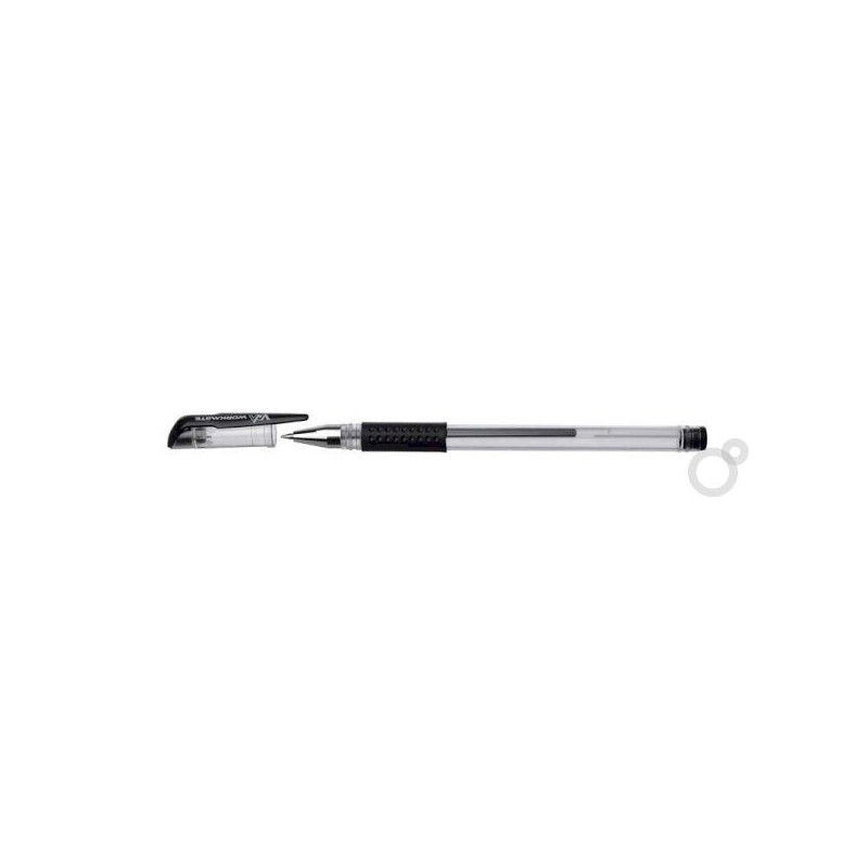 Ручка гелевая черная, 0,5 мм, 0,5 мм, манжетка, корпус прозрачный (без лого), пластик, круглый, метал наконечник, 049002501