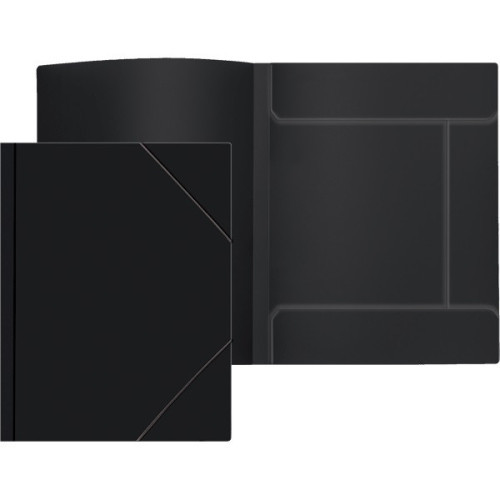 Папка на резинке, А4, 450мкм, 40мм, пластик, черная, резинка по углам, Attomex