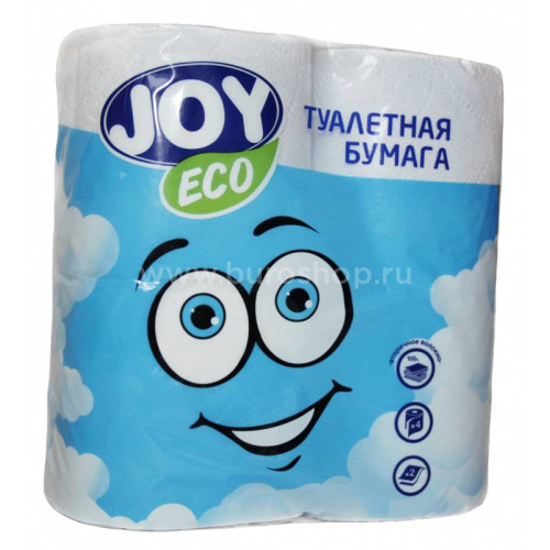 Бумага туалетная Joy eco бытовая 2-хслойная 17.5м белый (уп.:4рул)