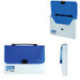 Портфель пластиковый BRAUBERG "Income", А4, 350х235х35 мм, без отделений, белый/синий, 224150