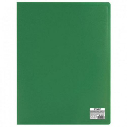 Папка 30 вкладышей STAFF, зеленая, 0,5 мм, 225699