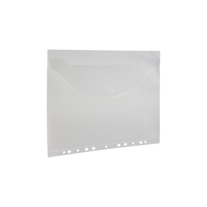 Файл-конверт с перфорацией, А4, 150мкм, прозрачный, глянцевый, 10 шт/упак, с клапаном, BRAUBERG