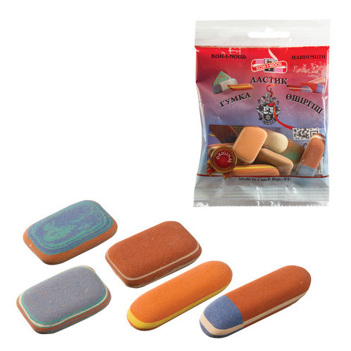 Набор ластиков KOH-I-NOOR 50 г, цвет и форма ассорти, натуральный каучук, 6510005010PSRU