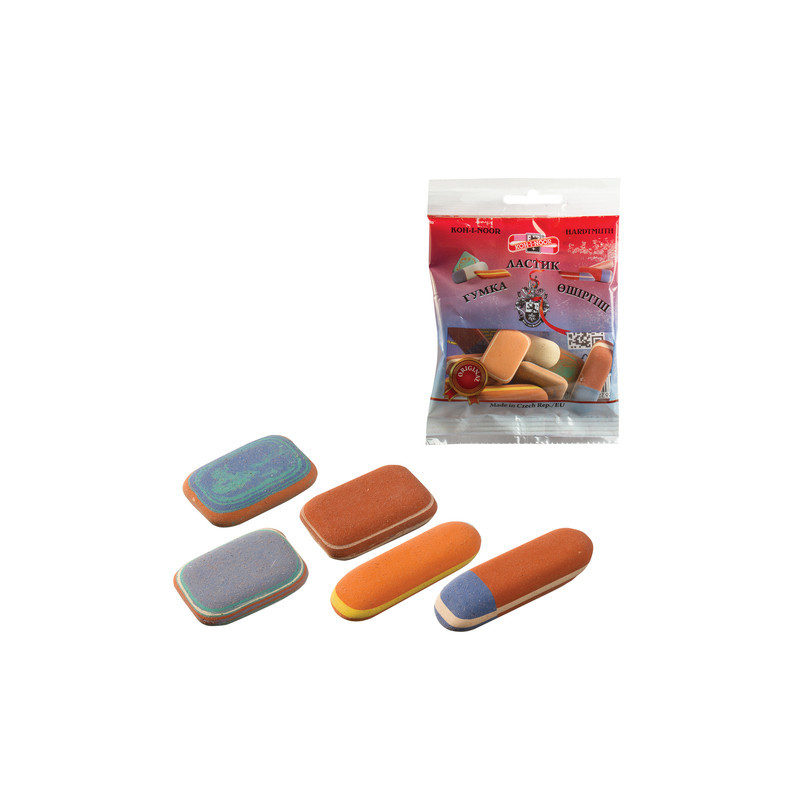 Набор ластиков KOH-I-NOOR 50 г, цвет и форма ассорти, натуральный каучук, 6510005010PSRU