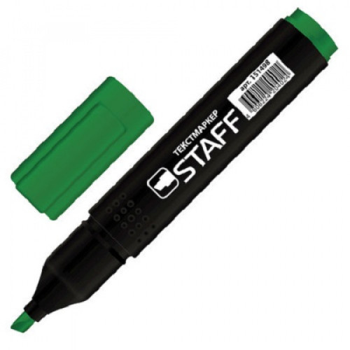 Текстовыделитель STAFF "STICK", прямоугольный корпус, скошенный наконечник 1-4 мм, зеленый